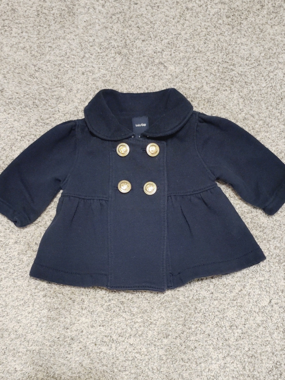 GAP Baby Navy Double-Breasted Pea Coat with Gold Buttons